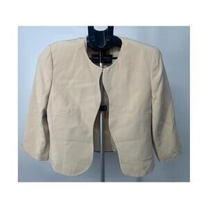 Louis Féraud Cropped Blazer 100%‎ Silk Yellow Open Front Round Neckline Size S/M